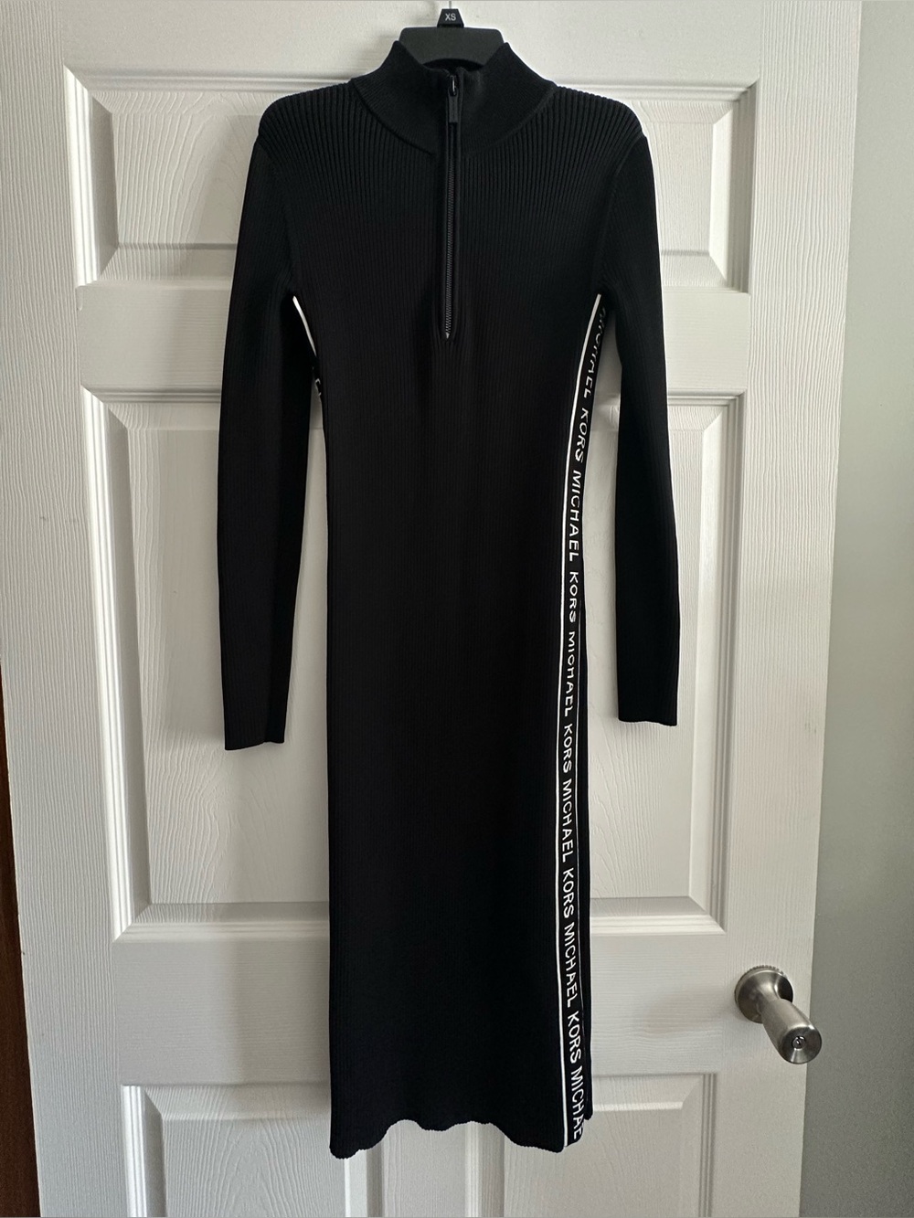 Michael Kors Logo Tape Viscose 1/4 Zip Dress